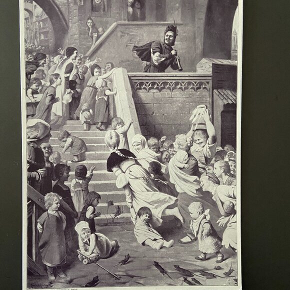 Hermann Von Kaulbach, Art Print, Pied Piper of Hamelin - Picture 1 of 6